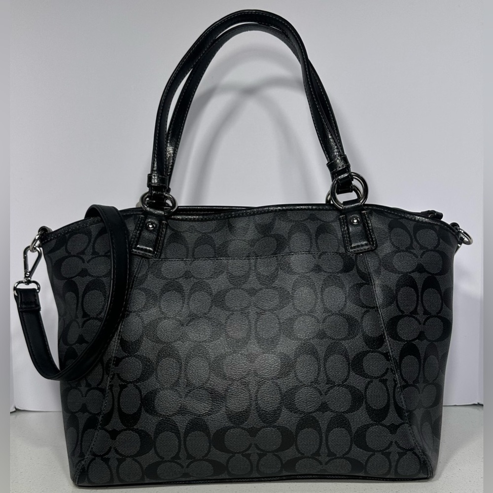 Coach Peyton Signature Black And Gray Bag Tote Crossbody Shoulder - Picture 2 of 8